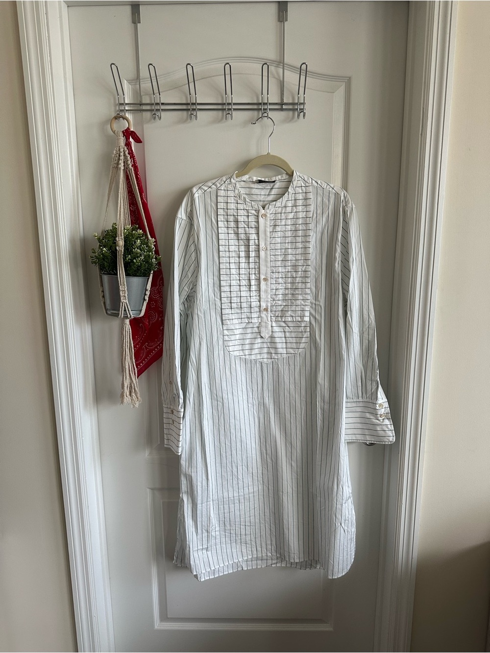 Wales Bonner White & Green Stripe Stockwell Dashiki Shirt Dress
